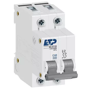 выключатель автоматический ETP 2Р 63А тип C 4,5 кА