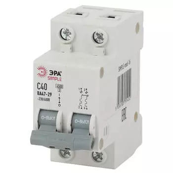 выключатель автоматический ЭРА 2P Simple 10А С 4,5кА
