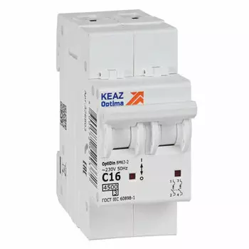выключатель автоматический КЭАЗ OptiDin 2P 16А тип С 4,5kA