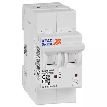 выключатель автоматический КЭАЗ OptiDin 2P 25А тип С 4,5kA