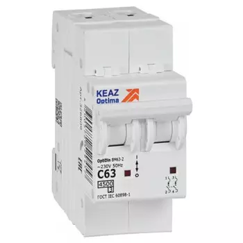 выключатель автоматический КЭАЗ OptiDin 2P 63А тип С 4,5kA