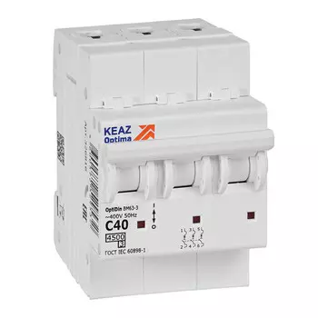 выключатель автоматический КЭАЗ OptiDin 3P 40А тип С 4,5kA