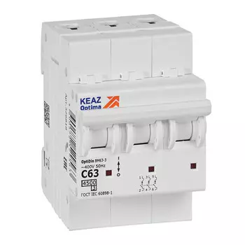 выключатель автоматический КЭАЗ OptiDin 3P 63А тип С 4,5kA