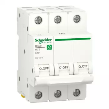 выключатель автоматический SCHNEIDER ELECTRIC RESI 9 3P 10А С 6кА