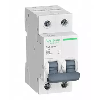 выключатель автоматический SE CITY9 2P 10А тип С 4,5kA