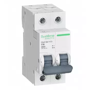 выключатель автоматический SE CITY9 2P 16А тип С 4,5kA