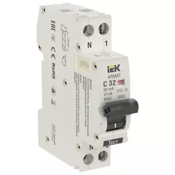 выключатель дифференциального тока IEK ARMAT B06S 1P+NP C32 30мА тип AC