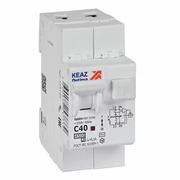 выключатель дифференциального тока КЭАЗ (АВДТ) 2P 40А 100мА тип АС С 4,5кА