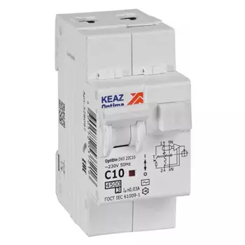 выключатель дифференциального тока КЭАЗ (АВДТ) 2P 10А 30мА тип АС С 4,5кА