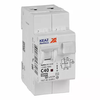 выключатель дифференциального тока КЭАЗ (АВДТ) 2P 40А 30мА тип АС С 4,5кА
