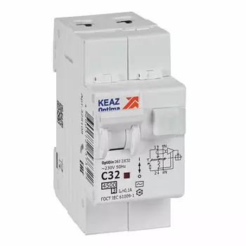 выключатель дифференциального тока КЭАЗ (АВДТ) 2P 32А 100мА тип АС С 4,5кА