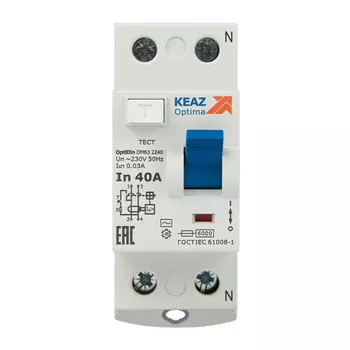выключатель дифференциального тока КЭАЗ (УЗО) OptiDin 2P 40А/30мА