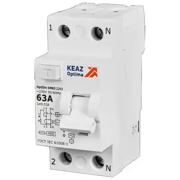 выключатель дифференциального тока КЭАЗ (УЗО) OptiDin 2P 63А/30мА