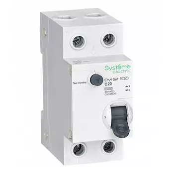 выключатель дифференциального тока SE CITY9 (АВДТ) 1P+N 20А 30мА тип АС С 4,5кА