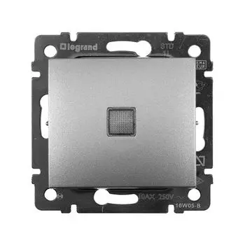 выключатель Legrand Valena 1-клавишный с подсветкой IP20 алюминий