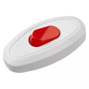 выключатель на шнур TDM с красной кнопкой 6А 250В белый