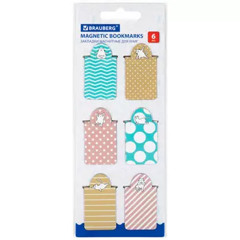 закладки магнитные BRAUBERG Cat yoga 6 шт 35х25мм