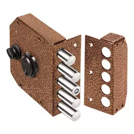 замок накладной ЭЛЬБОР Гранит 1.06.61.МА /22624/ 4риг задвижка с защитной шторкой бронза античная