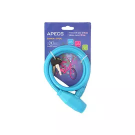 замок тросовый APECS 800мм голубой