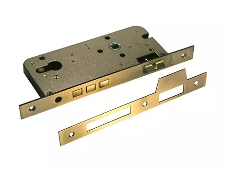 замок врезной MORELLI L03 AB без цилиндра 3 ригеля бронза