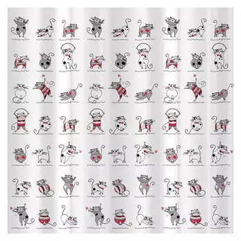 занавеска для ванной TATKRAFT Funny cats 180х180см peva