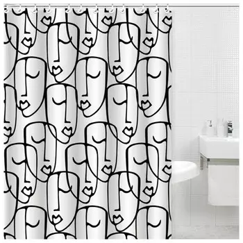 занавеска для ванной GOTA ROCIO Faces 180х200см полиэстер белая