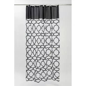 занавеска для ванной IDDIS Basic 200х180см полиэстер черно-белая
