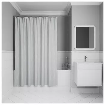 занавеска для ванной комнаты IDDIS Base 200х240см полиэстер светло-серый