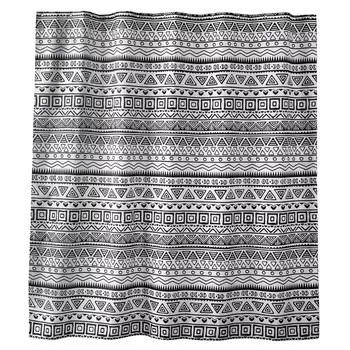 занавеска для ванной Moroshka Nomads 180х180см полиэстер белый/черный