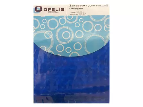 занавеска для ванной OFELIS 180х180 см, PEVA, 3D синяя