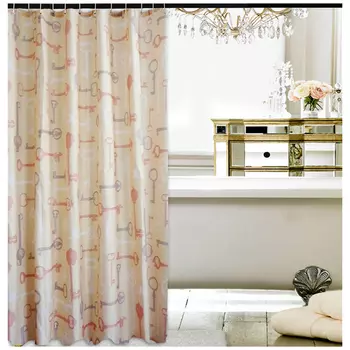 занавеска для ванной OFELIS Ключики 180х200см полиэстер бежевая