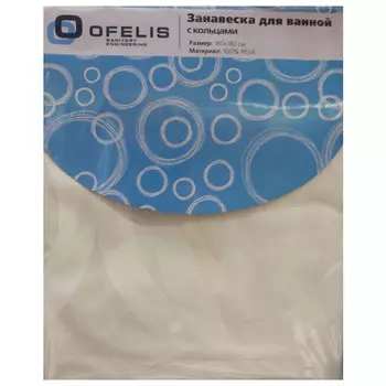 занавеска для ванной OFELIS Круги 180х180см PEVA белая