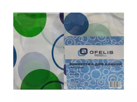 занавеска для ванной OFELIS Круги 180х180см PEVA разноцветная