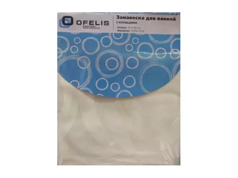 занавеска для ванной OFELIS Круги 180х180 см PEVA белая