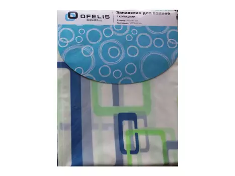 занавеска для ванной OFELIS Квадраты 180х180 см, PEVA прозрачная