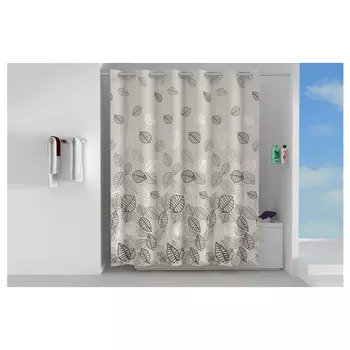 занавеска для ванной OFELIS Листья 200х180 см, полиэстер серая