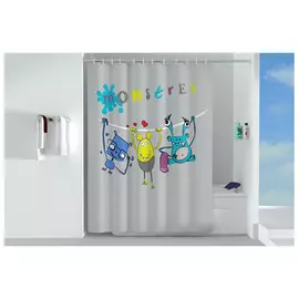 занавеска для ванной OFELIS Монстры 180х180 см, полиэстер, белая