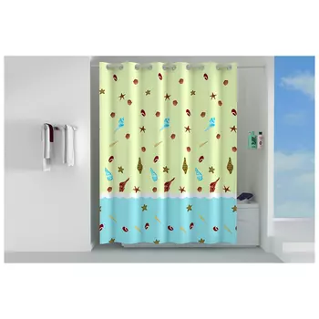 занавеска для ванной OFELIS Морские мотивы 180х200см полиэстер желто-голубая