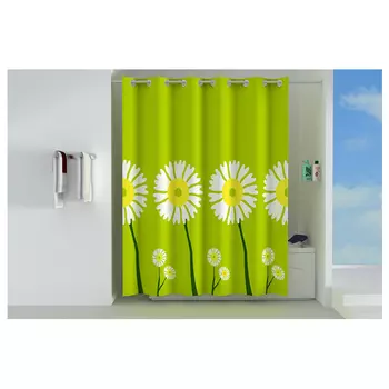 занавеска для ванной OFELIS Ромашки 180х200см полиэстер зеленая