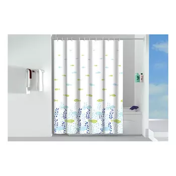 занавеска для ванной OFELIS Рыбки 180х2000см полиэстер белая