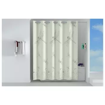 занавеска для ванной OFELIS стрекозы 180х200см полиэстер молочная