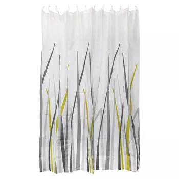 занавеска для ванной РЫЖИЙ КОТ Трава 180х180см полиэстер белый с рисунком