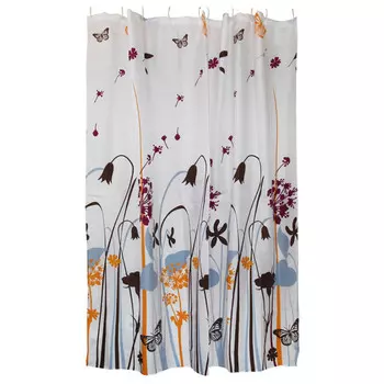 занавеска для ванной РЫЖИЙ КОТ Луг 180х180см полиэстер белый с рисунком