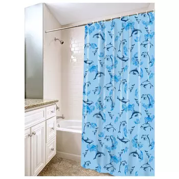 занавеска для ванной ВИЛИНА Дельфины 180х180см полиэтилен синий