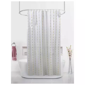 занавеска для ванной Золотые линии 180х200 полиэстер белая