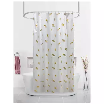 занавеска для ванной Золотые перья 180х200 полиэстер белая