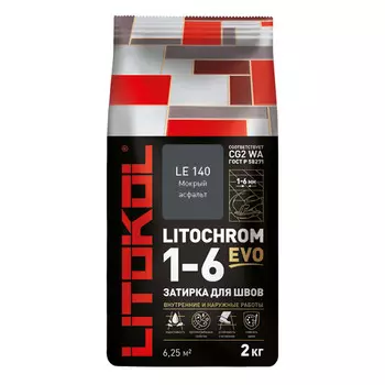 затирка для швов LITOKOL Litochrom EVO 1-6мм 2кг мокрый асфальт