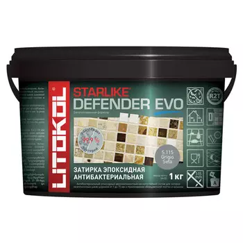 затирка для швов LITOKOL Starlike Defender Evo 1-15мм 1кг серый, арт. S.115
