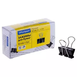 зажимы для бумаг 25мм 12шт черные