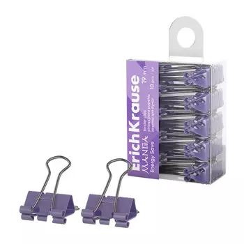 зажимы для бумаг ErichKrause Manga 19 мм 10шт Lilac